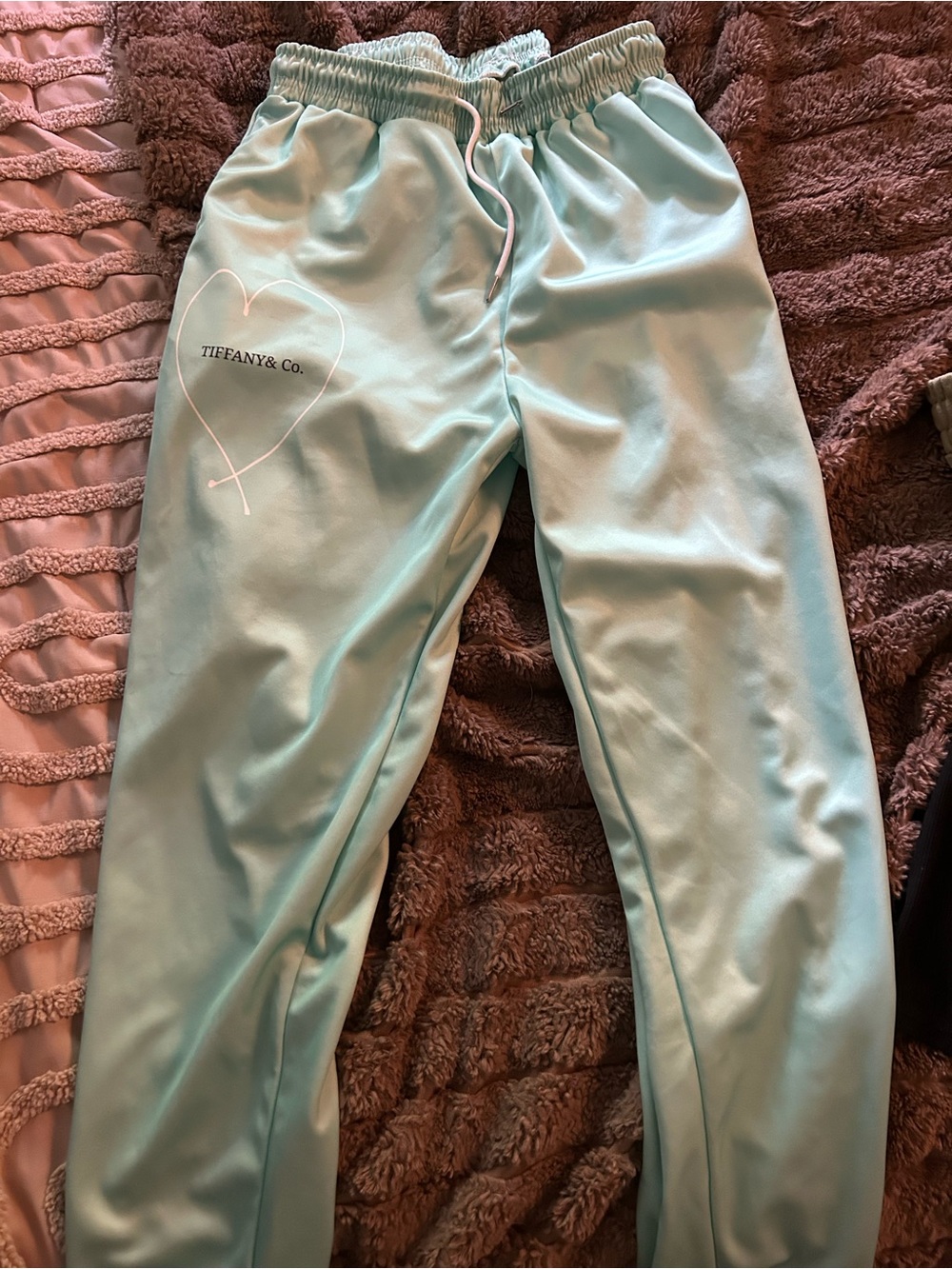 Tiffany & Co. Women's ' Light Aqua Jogger Pants with Heart Graphic